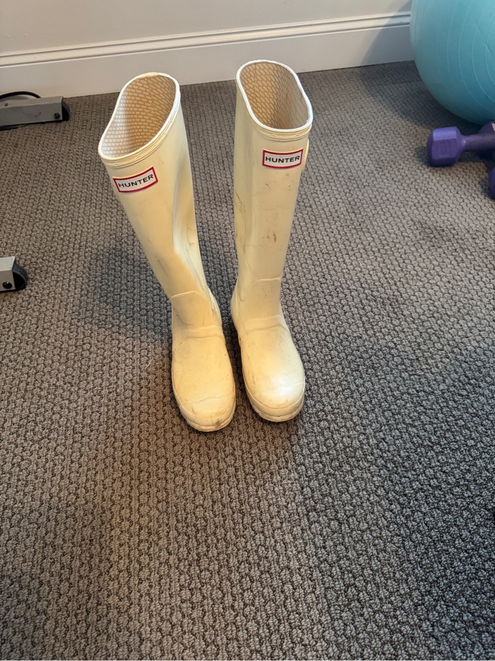 Hunter Off-White Tall Rubber Rain Boots